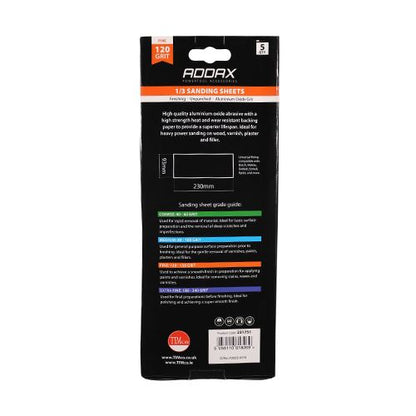 TIMCO Unpunched 1/3 Sand Sheet P120 93 x 230mm Red Pack 5