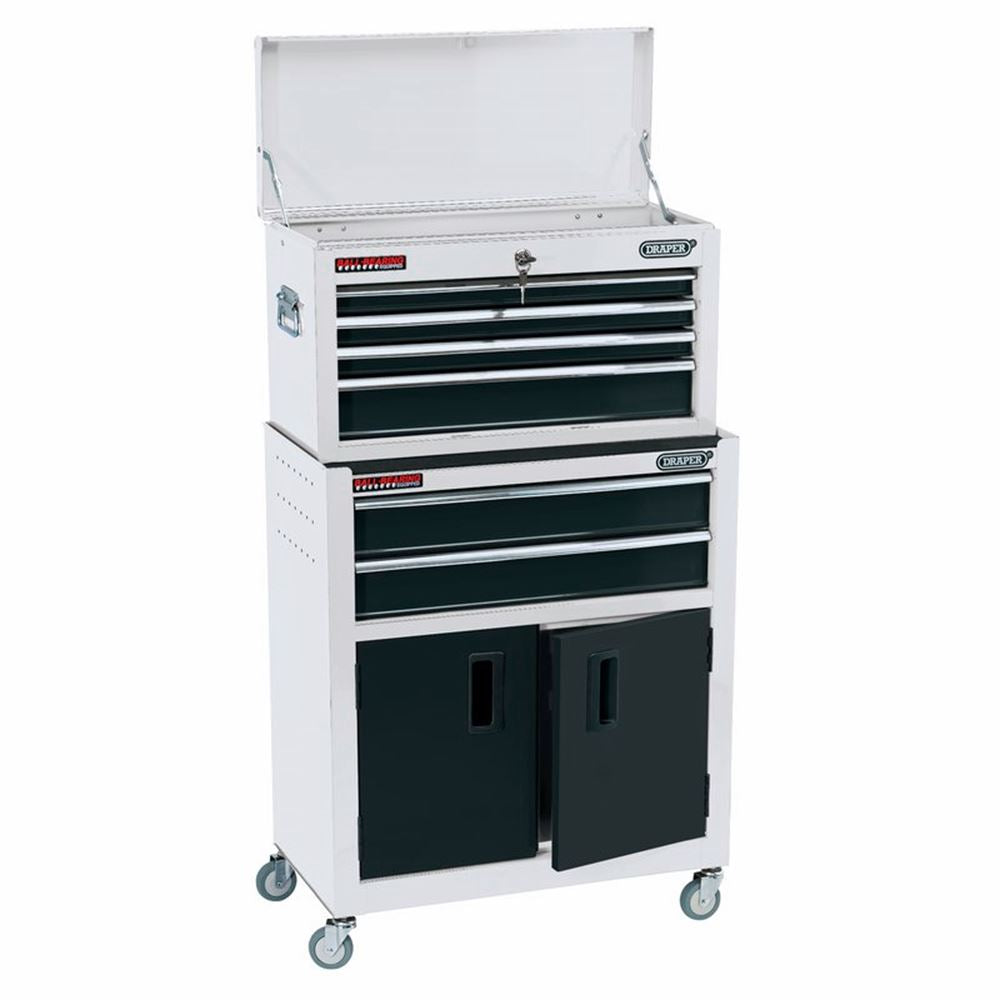 Draper COMBI ROLLER CAB & CHEST WHITE 19576 24" Combined Roller Cabinet and Tool Chest (6 Drawer)