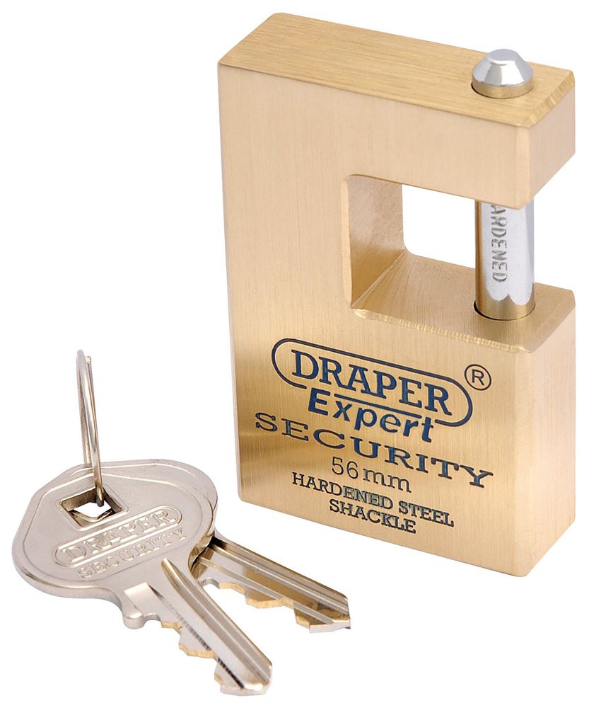 64200 Draper Expert Expert Close Shackle Solid Brass Padlock with Hardened Steel Shack Close Shackle Padlocks Professional Trade DIY Workshop Garage