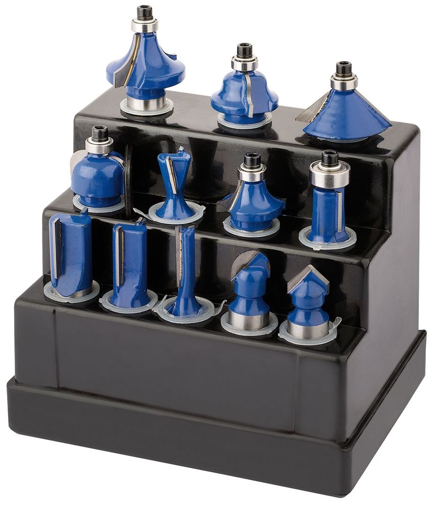 72893 Draper TCT Router Bit Set, 1/2 (12 Piece) DRB12B Router Bits Professional Trade DIY Workshop Garage Use