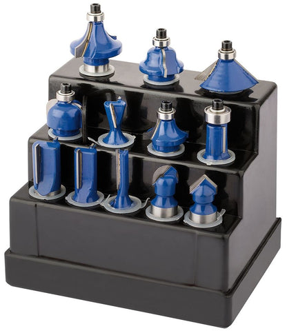 72893 Draper TCT Router Bit Set, 1/2 (12 Piece) DRB12B Router Bits Professional Trade DIY Workshop Garage Use