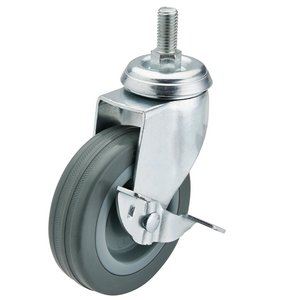 Draper RUBBER CAST.BOLT/BK.-100MM DIA 65481 Rubber Wheeled Swivel Bolt Castors with Brake