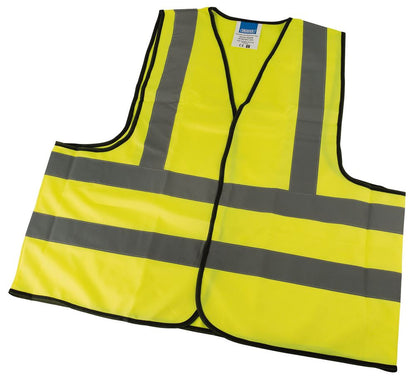 73742 Draper High Visibility Traffic Waistcoat to EN471 Class 2L, Extra Large HVWC/B Waistcoats Professional Trade DIY Workshop Garage Use