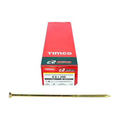 TIMCO C2 Clamp-Fix TX40 CSK ZYP 8.0 x 250 Gold Pack 50