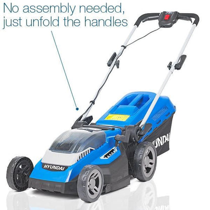 Hyundai HYM40LI380P Cordless Lawn Mower 40V 38cm Rear Roller Li-Ion Battery & Charger Garden Mower Garden Grass Cutting