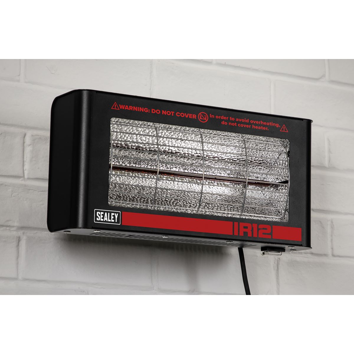 Sealey IR12 Wall Mounting Infrared Quartz Heater 1200W/230V | Electric heater with infrared quartz lamp. | Reaches maximum output within seconds.