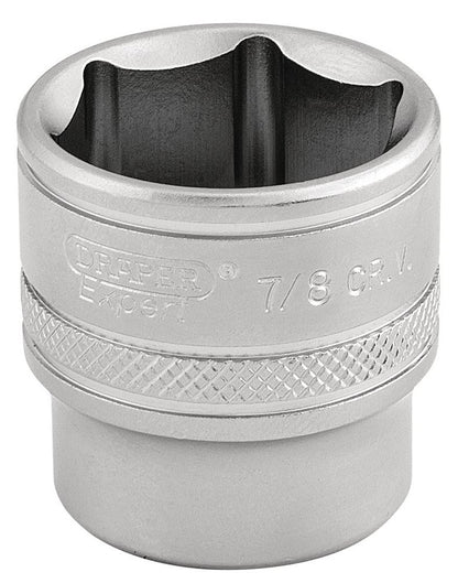 Draper 7/8 6PT SOCKET 3/8 DR-PCKD 16576 3/8" Sq. Dr. Imperial Sockets (Micro Satin Chrome)