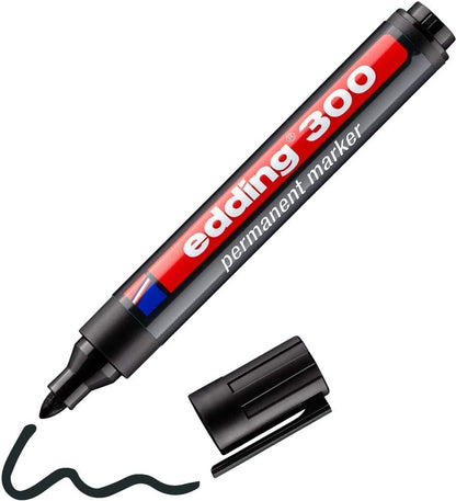 EDDING 300 Permanent Marker Pen - Black  - Round Tip 1.5-3 mm