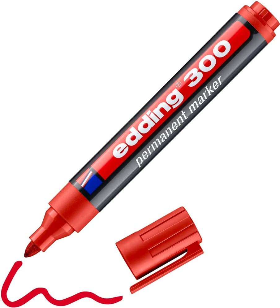 EDDING 300 Permanent Marker Pen - Red  - Round Tip 1.5-3 mm
