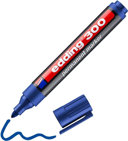 EDDING 300 Permanent Marker Pen - Blue  - Round Tip 1.5-3 mm