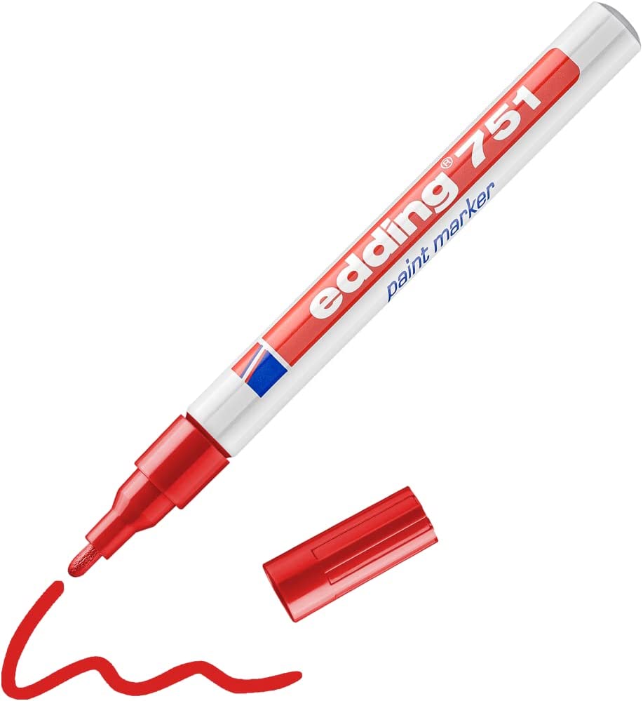 EDDING 751 permanent Paint Marker Pen Bullet TIP - Red - All Surfaces Marking