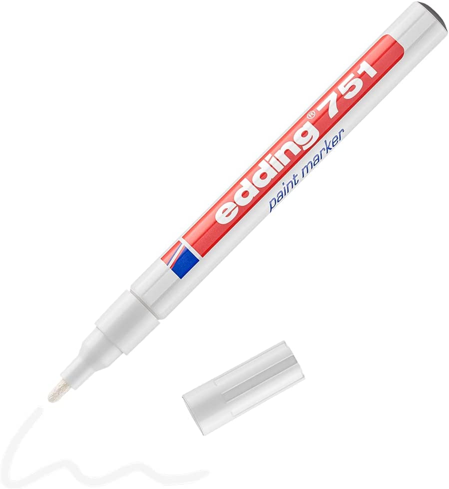 EDDING 751 permanent Paint Marker Pen Bullet TIP - White - All Surfaces Marking