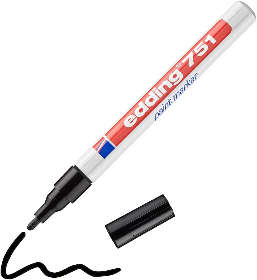 EDDING 751 permanent Paint Marker Pen Bullet TIP - Black - All Surfaces Marking