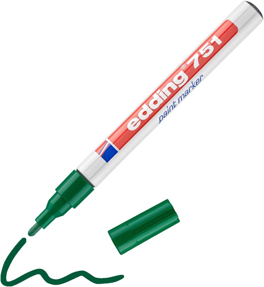 EDDING 751 permanent Paint Marker Pen Bullet TIP - Green - All Surfaces Marking
