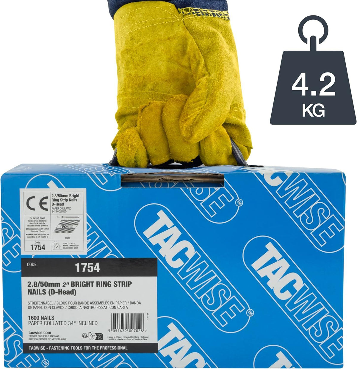 Tacwise 1754 50 mm Strip Nails Bright Ring Shank D Head 34° Pack of 1754 for Nail Staple Guns Trade Fixing