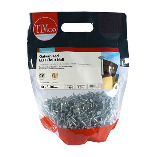 TIMCO Clout Nail ELH - Galvanised 20 x 3.00 Pack 2.5