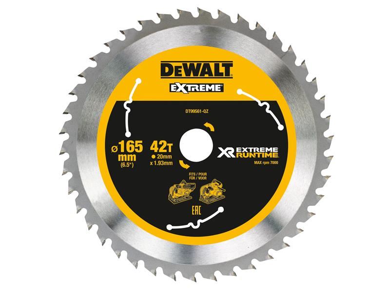 DeWalt Power Tools XR FlexVolt Plunge Saw Blade 165 x 20mm x 42T