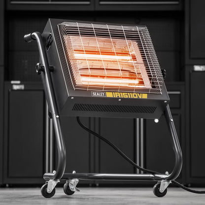 Sealey IR15110V Infrared Heater 1.2/2.4kW 110V | 1200/2400W, 110V - 32A, Thermostat, Timer, Adjustable | Powder coated metal construction with tilting