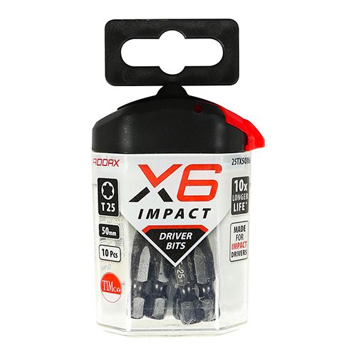 TIMCO X6 Impact TX Drive Driver Bit TX25 x 50 Pack 5
