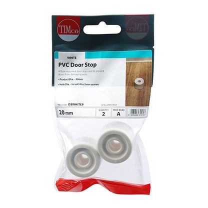TIMCO PVC Door Stop - White 32 x 21 White Pack 2