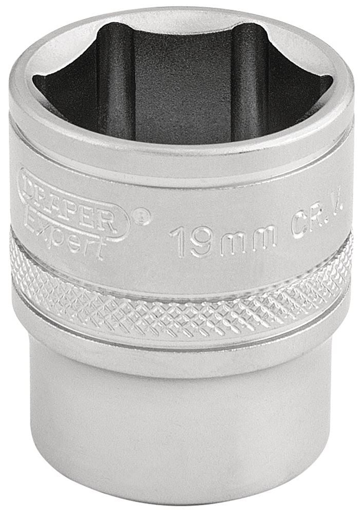 Draper 19MM 6PT SOCKET 3/8 DR-PCKD 16545 3/8" Sq. Dr. Metric Sockets (Micro Satin Chrome)