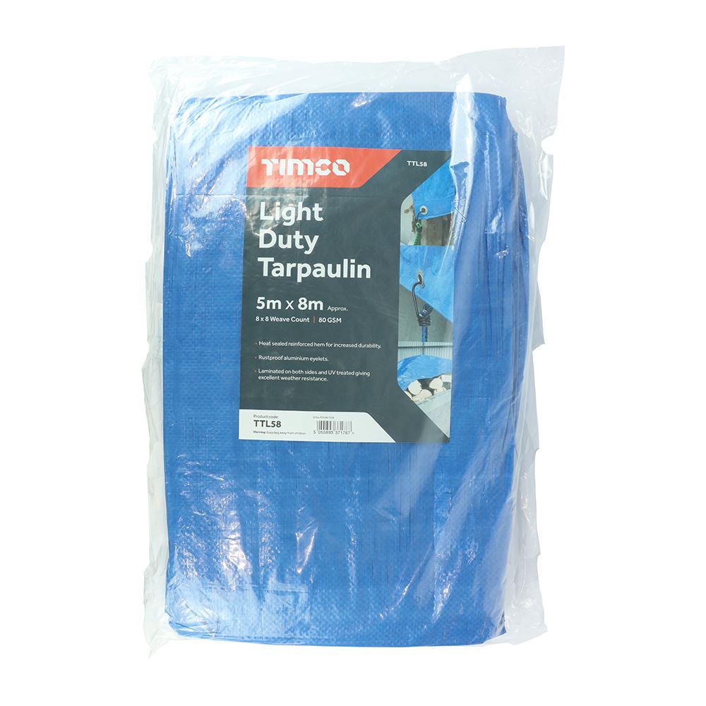 Timco Light Duty Tarpaulin Waterproof Ground Sheet Cover Camping Garden