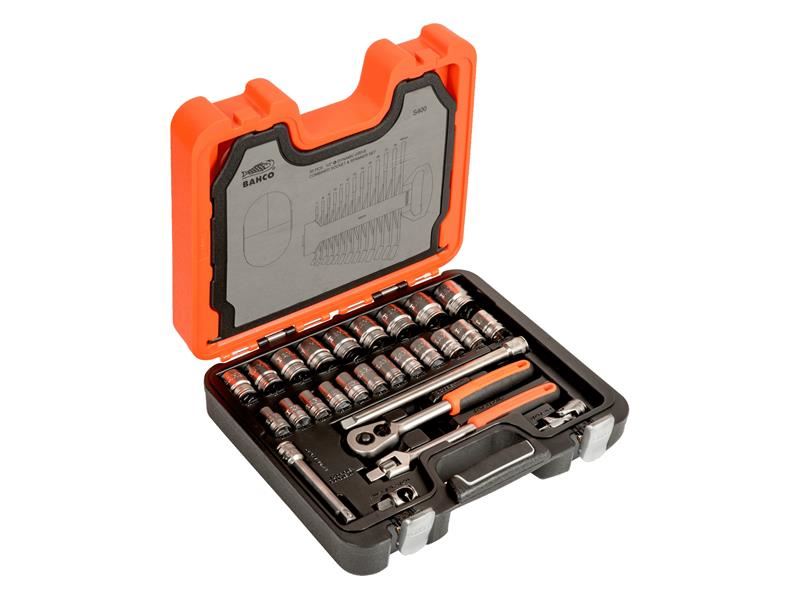 Bahco S400 S400 Socket & Spanner Set of 40 Metric 1/2in Drive