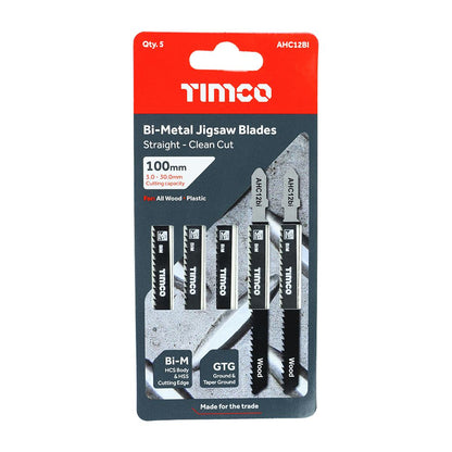 TIMCO Bi-Metal Jigsaw Blade for Wood T101BF Pack 5