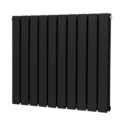 Baridi DH345 Horizontal Radiator Contemporary Double Flat Panel Design 600 x 700mm - Black | Steel | Horizontal flat panel design delivers a BTU