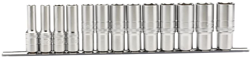 Draper 1/213PC IMP. DEEP SOCKET RAIL 16500 Imperial Deep Socket on a Metal Rail, 1/2" Sq. Dr. (13 Piece)