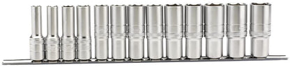 Draper 1/213PC IMP. DEEP SOCKET RAIL 16500 Imperial Deep Socket on a Metal Rail, 1/2" Sq. Dr. (13 Piece)