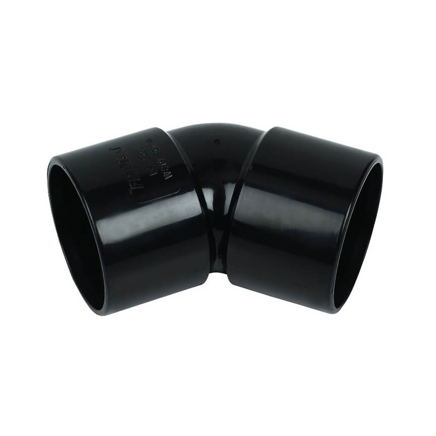 40MM WASTE - 1_" 45 � OBTUSE BEND SOLVENT BLACK