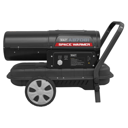 Sealey AB7081 Space Warmer Kerosene/Diesel Heater with Wheels 70,000Btu/hr | 70,000Btu/hr(20kW), 230V~50Hz, Thermostat, Wheels