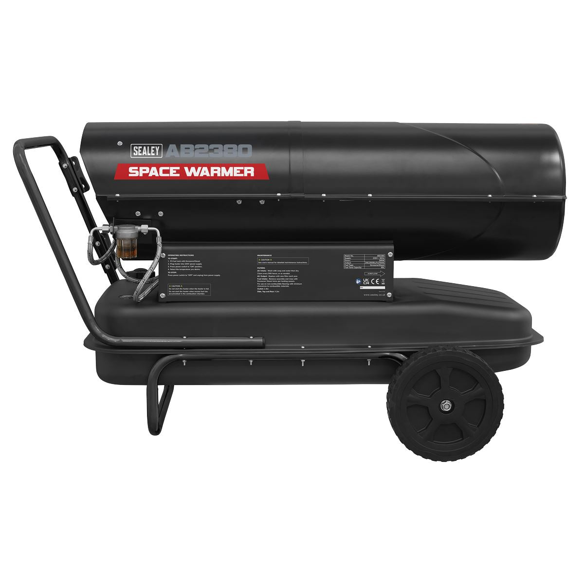 Sealey AB2380 Space Warmer Kerosene/Diesel Heater with Wheels 240,000Btu/hr | 240,000Btu/hr(70kW), 230V~50Hz, Thermostat