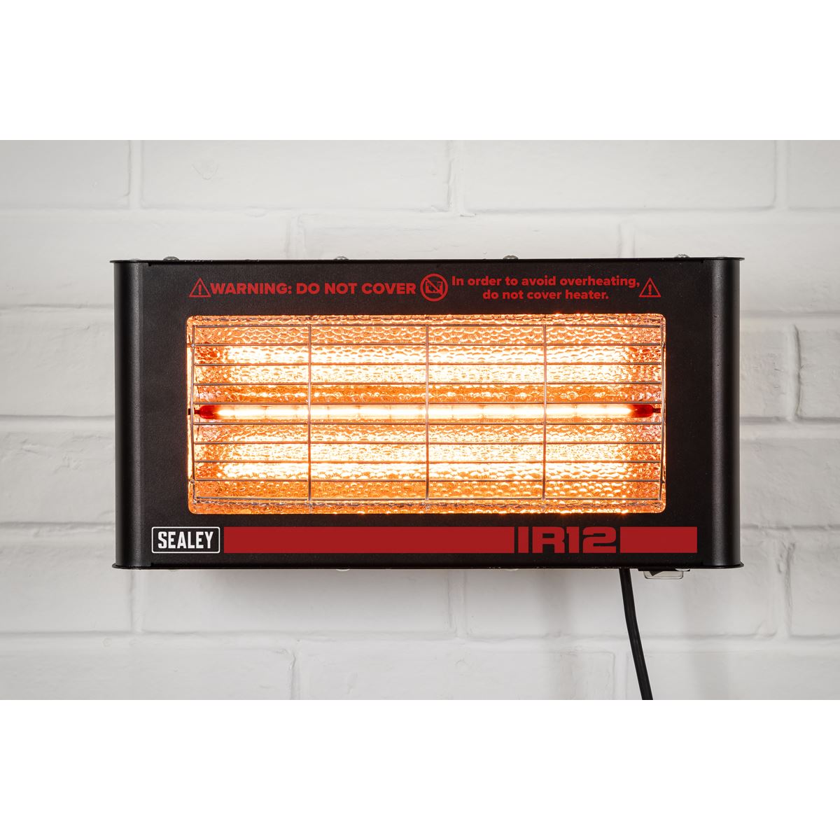 Sealey IR12 Wall Mounting Infrared Quartz Heater 1200W/230V | Electric heater with infrared quartz lamp. | Reaches maximum output within seconds.