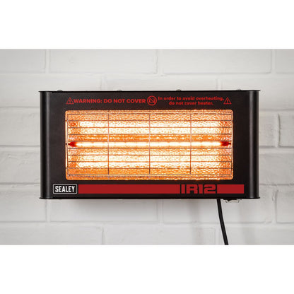 Sealey IR12 Wall Mounting Infrared Quartz Heater 1200W/230V | Electric heater with infrared quartz lamp. | Reaches maximum output within seconds.