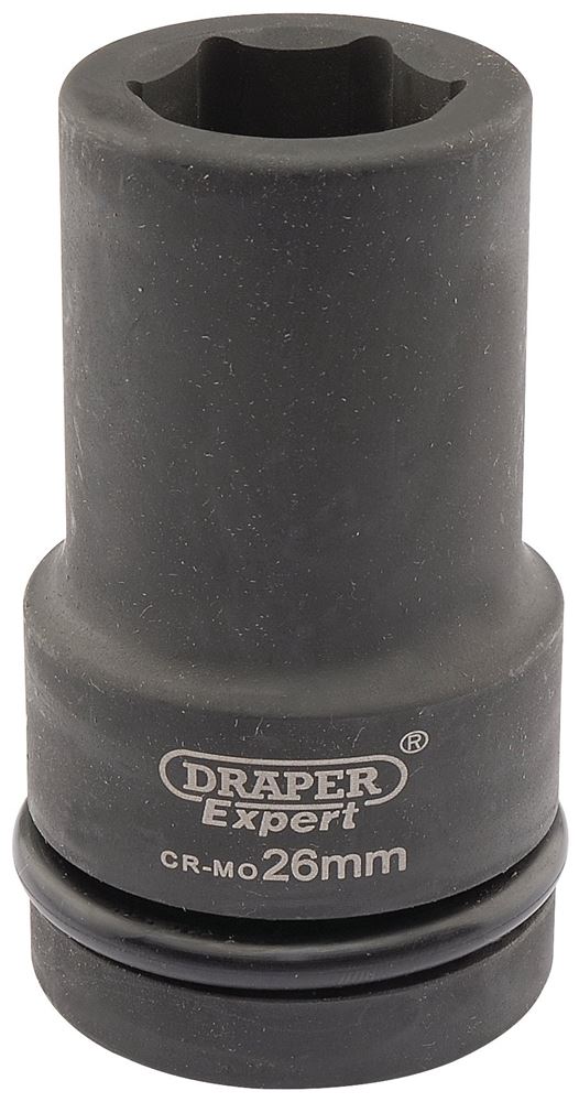 05141 Draper Hi-TORQ Deep Impact Socket, 1 Sq. Dr., 26mm 425D-MM 1 Impact Sockets Professional Trade DIY Workshop Garage Use
