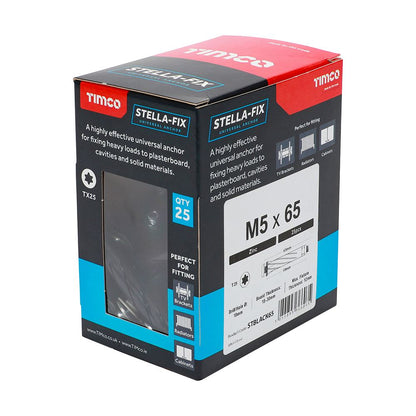 TIMCO Stella Fix Anchor TX PAN Black M5 x 65 Pack 25