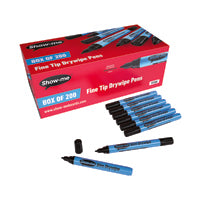 Show-me Drywipe Pen Fine Blk Pk200