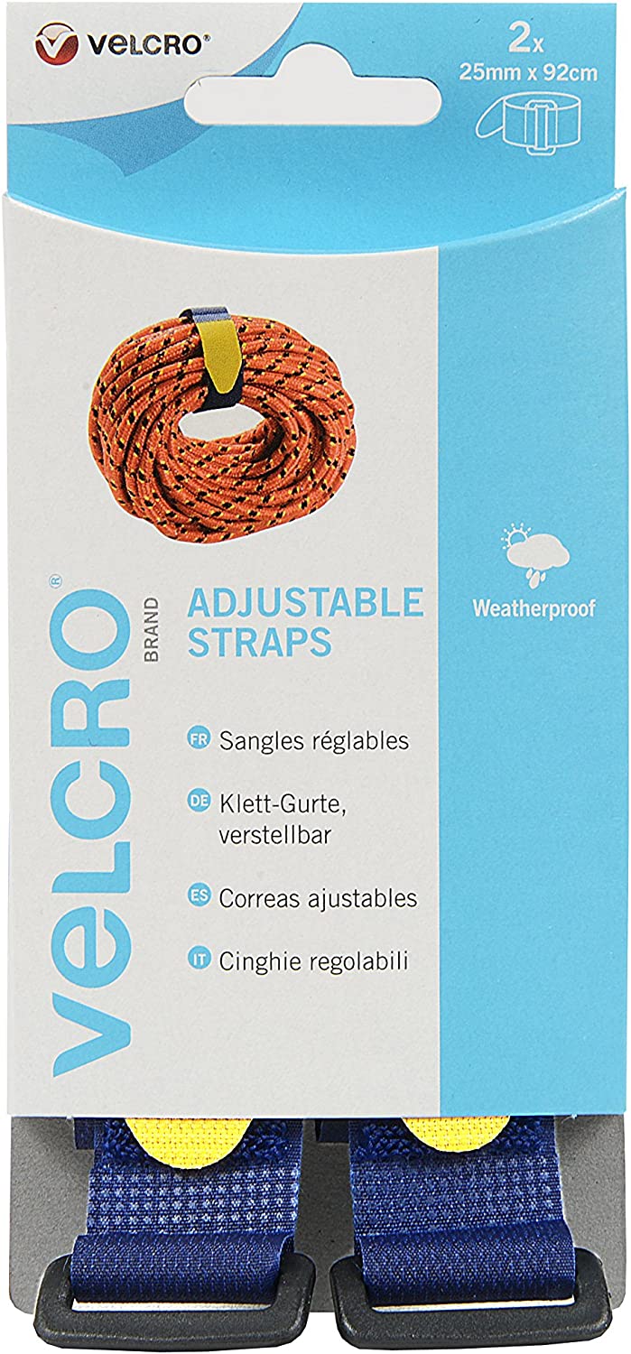 VELCRO 60327 Adjustable Straps(2) 25mm x 92cm Blue