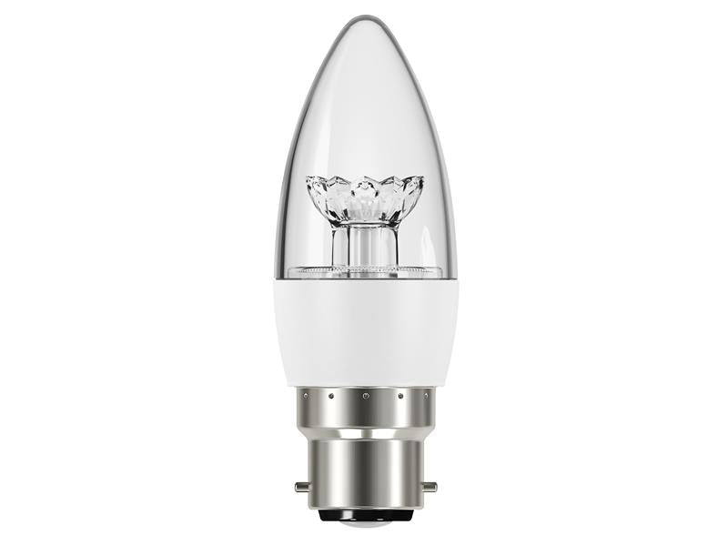 Energizer� S8854 LED BC (B22) Clear Candle Dimmable Bulb, Warm White 470 lm 5.9W
