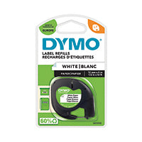 Dymo LetraTag Paper Tape 12mmx4m Wht