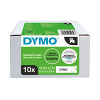 Dymo D1 Label Tape 12mmx7mm Blk Pk10