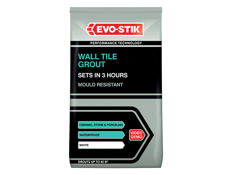 EVO-STIK 30812722 Wall Tile Grout Mould Resistant White 500g