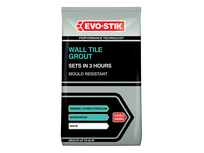 EVO-STIK 30812723 Wall Tile Grout Mould Resistant White 1.5kg