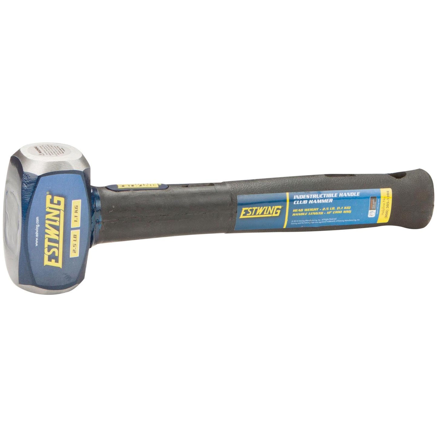 31321 Estwing Estwing ECH-212X Indestructible Shaft Club Hammer, 1.1kg/2.5lb, 300mm Club Hammers Professional Trade DIY Workshop Garage Use