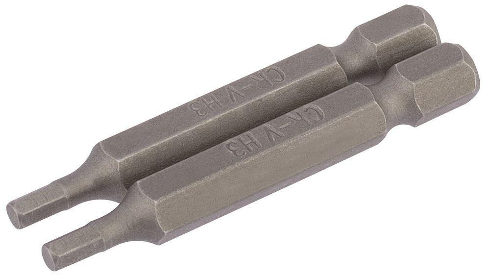 Draper 2PC 50MM 3.0MM HEX S/D BIT 64253 1/4" hex. Hexagonal E Shank Insert Bits