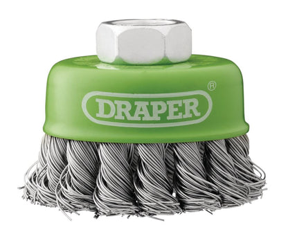 Draper 65MM TWIST CUP BRUSH SS M14 08053 Stainless-Steel Twist-Knot Wire Cup Brushes, M14