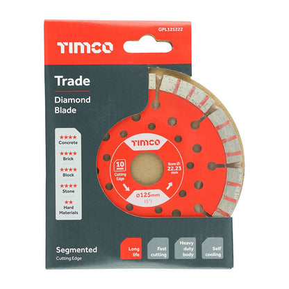 TIMCO Trade Diamond Blade Seg 125 x 22.2 Pack 1