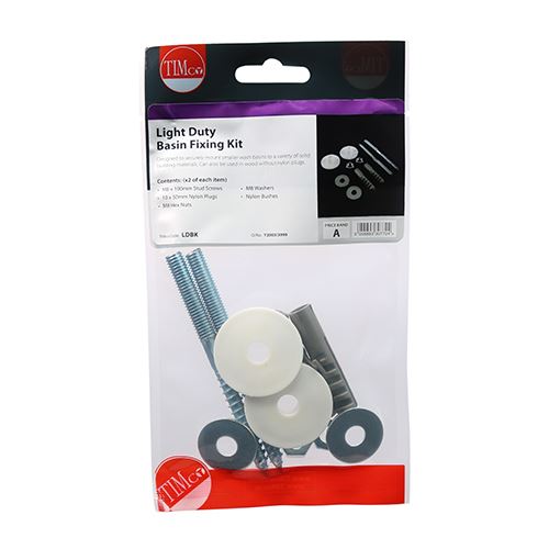 TIMCO Light Duty Basin Fixing Kit Light Duty Kit Pack 2